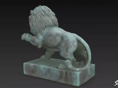 Lion Statue V24 Low-poly 3D model