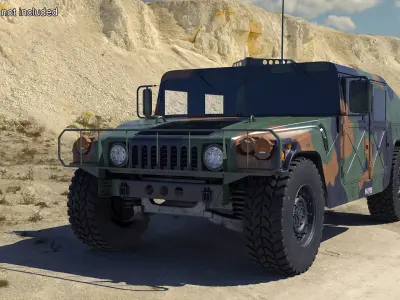  Military Off Road Utility Vehicle Humvee Rigged for Cinema 4D 