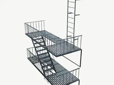 Fire Escape old Low-poly 3D model