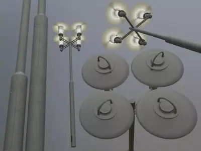 Street Light 6 F4 M1 K0 A1 3000mm  Low-poly 3D model