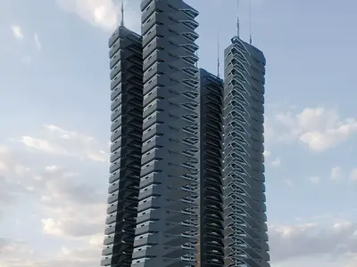 Futuristic sci-fi skyscraper building 3D model