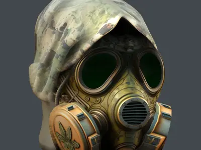 Gas mask helmet 3d model military combat fantasy cyborg Low-poly 3D model