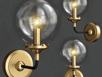 Bistro Globe Clear Glass Single Sconce Brass 3D model