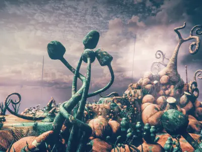 High Poly Magic Forest In the Plasticine World LODs Low-poly 3D model