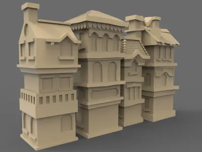 House street Low-poly 3D model