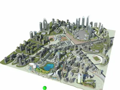 City 3 with ball in middle 3D model
