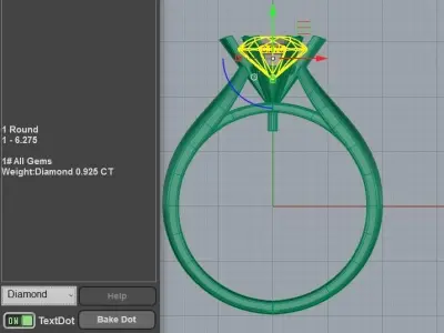 Arrow 6 claw 1 carat diamond ring 3D print model