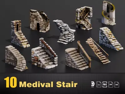 Medieval staircase collection vol 01 3D model