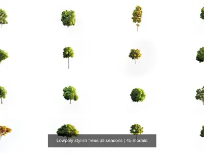 Lowpoly stylish trees all seasons 3D Model Pack