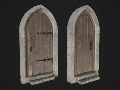 Arched Medieval Door Low-poly 3D model