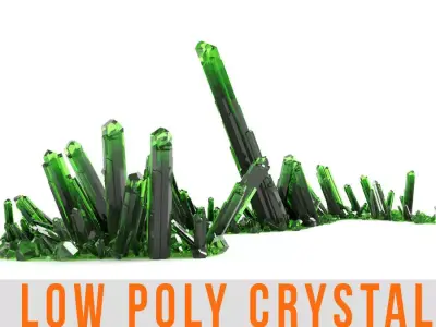 Crystal Diamond Emerald Field Low poly Low-poly 3D model