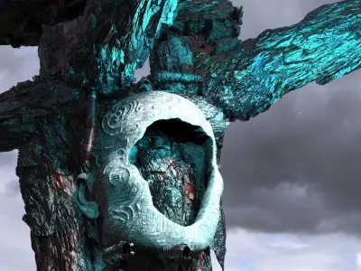 Ancient Crystal Sci fi tower cliff 3D model