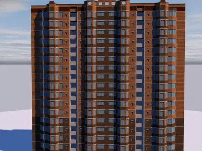 Multi-stored building Low-poly 3D model