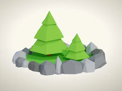 Low Poly Healing Power Scene Low-poly 3D model