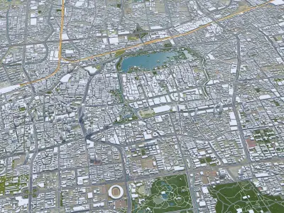 Jinan Shandong China 70km AI Low-poly 3D model