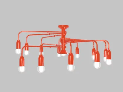 Simple 12-light ceiling light Low-poly 3D model