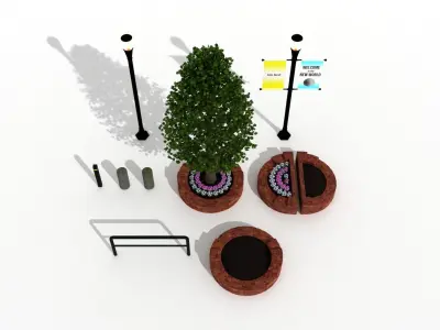 Sidewalk Sets Low-poly 3D model