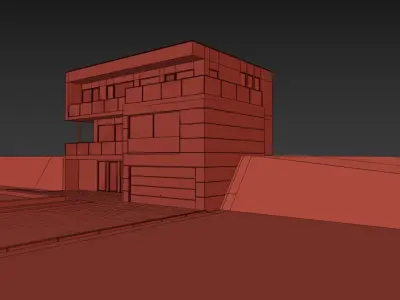 Modern house 001 Low-poly 3D model