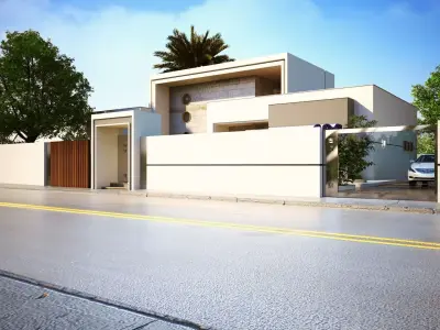 3D Model Modern Single-Story House Low-poly 3D model