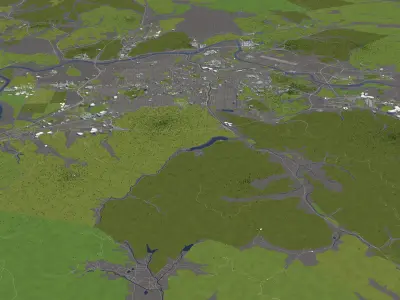 Daegu South Korea 50x50km 3D City Map 3D model