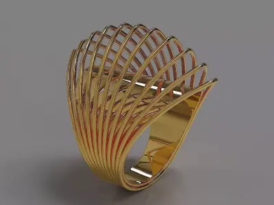Gold ring inspired by the sydney opera house 3D print model