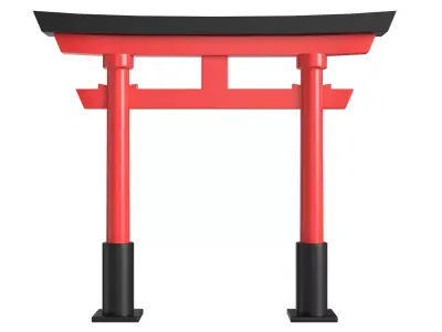 Japanese Red Torii Gate PBR Low-poly 3D model