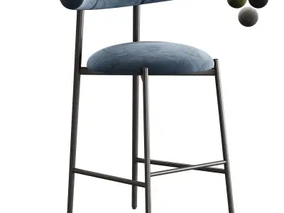 Chairs More Pampa SG 65 Low Green  Black Stool by Studio Pastina 3D model