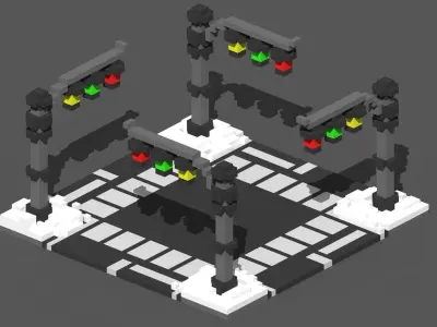 Xmas Road Voxel - 4 Low-poly 3D model
