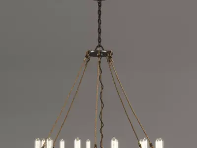 Chandelier industrial with rope lights 3D model