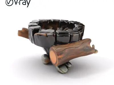 Campfire Setup Model Pack with Realistic Logs and Stones Low-poly 3D model