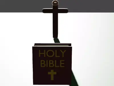Jesus cross with the holy bible 3D model