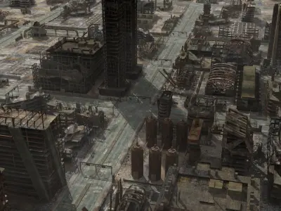  Cityscape Ruined City Destroyed Post Apocaliptic 