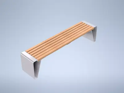 Bench 1 wooden Low-poly 3D model
