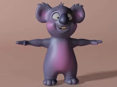 Cartoon Koala Rigged and Animated Low-poly 3D model