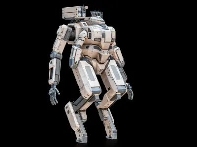 Sci-Fi Combat Mech Exoskeleton Suit - Desert PBR 