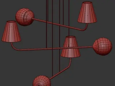 MONIKA modern brass chandelier with four glass shades 3D model
