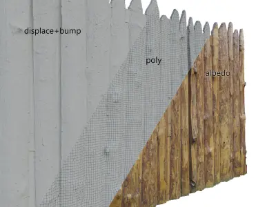 Wooden Old Fence Scan Low-poly 3D model
