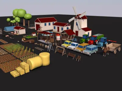 Farm collection Low-poly 3D model