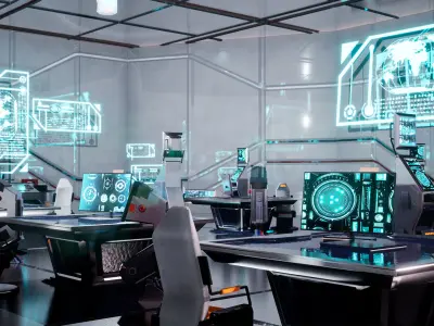 SciFi Office 16 Assets Low-poly 3D model