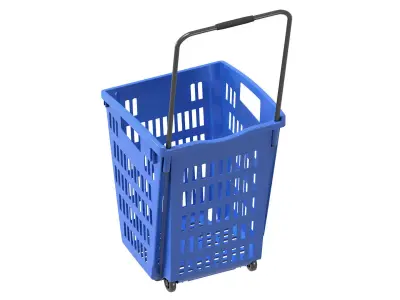 Blue plastic shopping cart 3D model