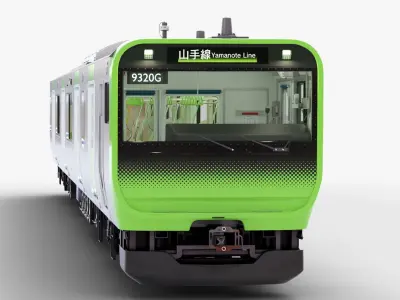 Japanese Train Head Interior Exterior Yamanote Line E235 Rigged 3D model