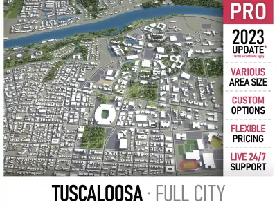 Tuscaloosa - 3D City Model Low-poly 3D model