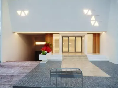 3D Architectural Model Modern Five-Story Building Low-poly 3D model