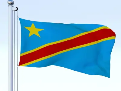 Animated Democratic Republic of Congo Flag Low-poly 3D model