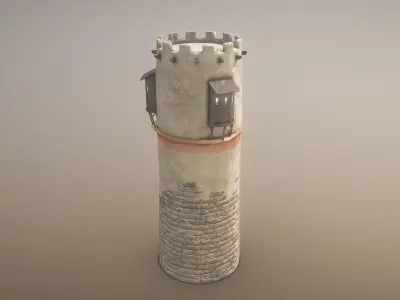Medieval DRAGON Tower 04 Low-poly 3D model