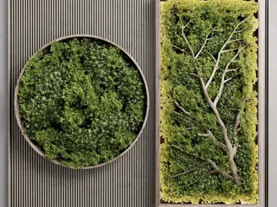 Vertical Wall Garden With Wooden Frame - Green Wall Garden 62 Low-poly 3D model