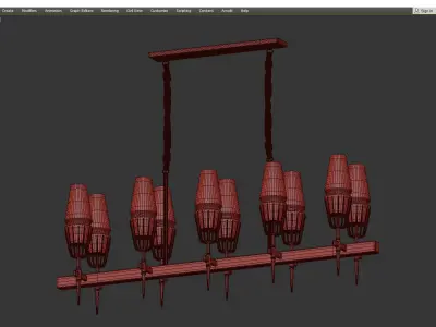 FASHION BRASS LINE CHANDELIER 2 Low-poly 3D model