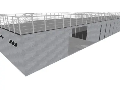 Gallery Building with Terrace and Bathrooms 3D model