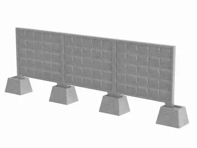 Concrete Wall 3D model 5