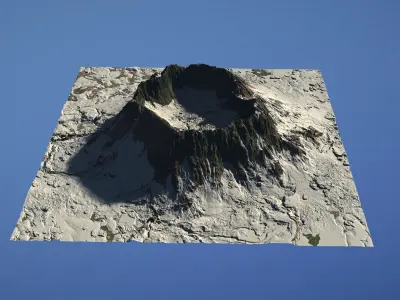 Landscape Environment Volcano Snow 07 Low-poly 3D model